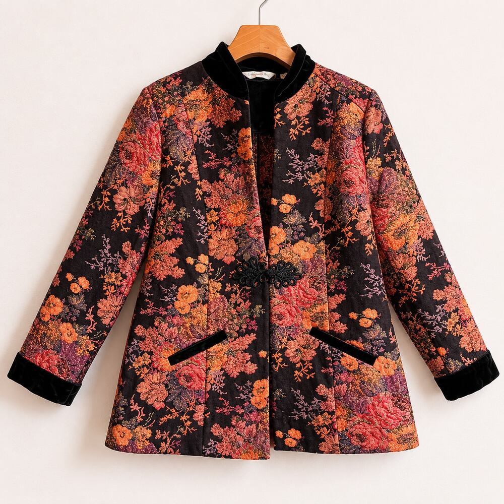 Soft Surroundings Westbury Garden Metallic Jacquard Jacket Size PXL Boho Luxe